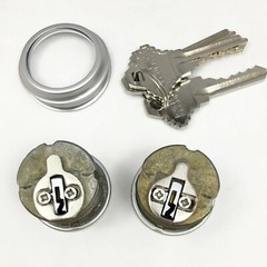 Pair Mortise Lock Cylinders 1″ for Store Front Door Adams Rite Brass with 3 Keys