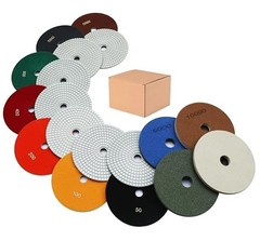 9 PCS 6″ Diamond Polishing Pads Kit Wet/Dry 50-10000 Grit for Concrete, Granite,
