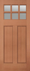 Exterior Entry Mahogany Craftsman Flat Panel Solid Stain Grade 6 Lite Wood Doors