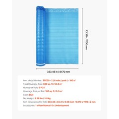 Floor Underlayment 600 sq ft 2mm 3-in-1 Vapor Barrier for Laminate Blue