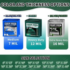 Extra Heavy Duty Tarp 10×20 Ft, 16 Mil Thick Waterproof Poly Tarps Cover UV R…