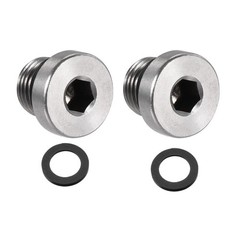 2 x Stainless Steel Inner Hex Head M10 Pipe Fitting Plug with Seal Ring