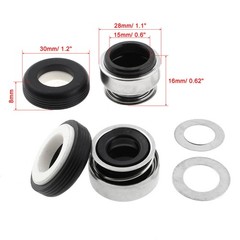 2Pcs, Metal Spring Mechanical Rubber Bellows Water Pump Seal 15mm Dia