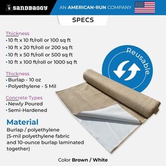 Sandbaggy Curelap Burlene – Concrete Curing Blanket – 100 Ft x 10 FT – 5 Rolls