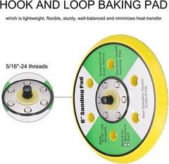 6″ Hook & Loop DA Sander & Polisher Backing Plate Pad, 6 Hole, Dual-Action