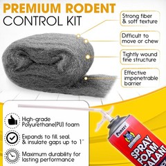 [Upgraded] Rodent Barrier Kit Steel Wool Included PU Spray Foam Hole Filler Mice