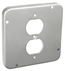 NEW 4-11/16″ Square Electrical Cover 1/2″ Raised 1 Duplex Receptacle Gray Metal