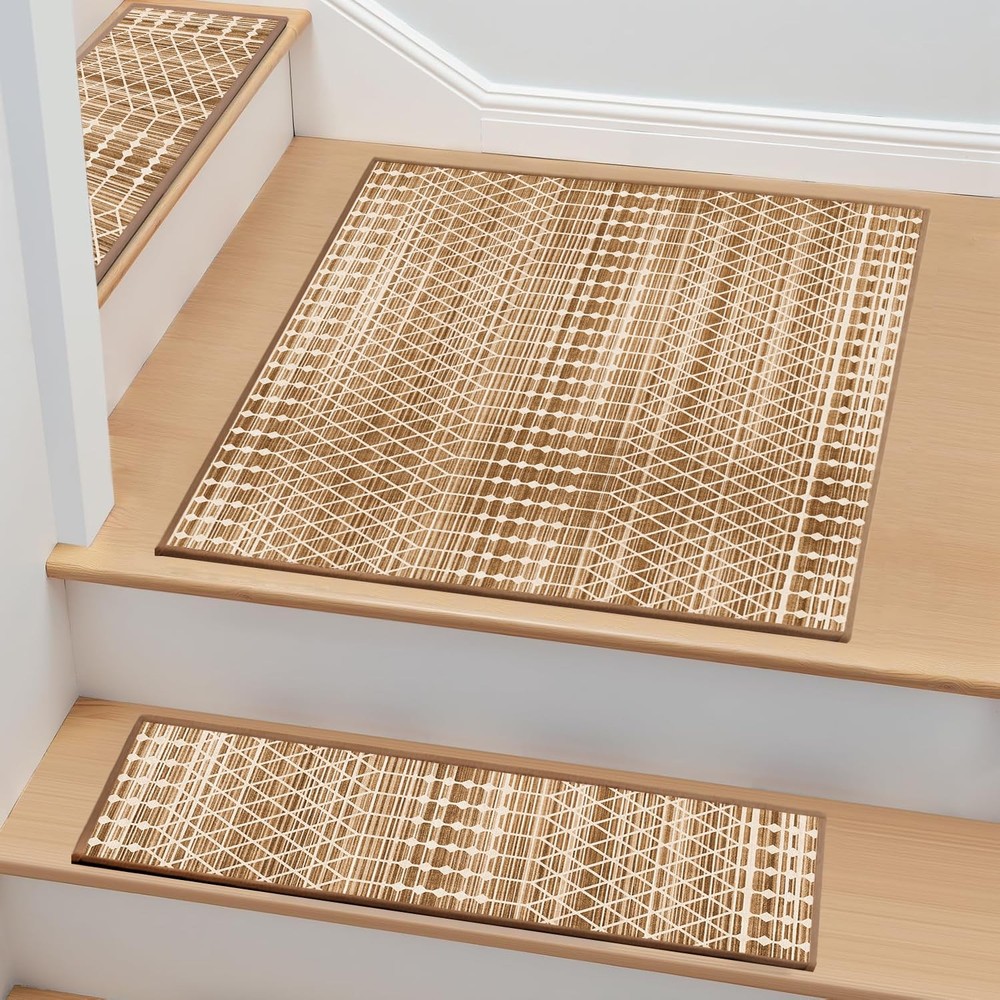 30″x30″ Peel Stick Non-Slip Carpet Stair Treads Washable Pet-Friendly Safety Mat