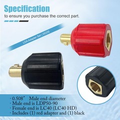 2Pack 05335 Welding Leads Adapter Set, Dinse-Type Machine Plug Black&Red