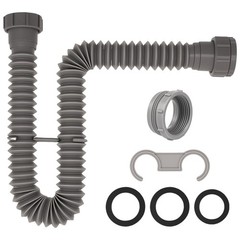 1-1/2″ Flexible P-Trap Sink Drain Pipe Kit 5.7″-27″ for 1.5″ x 26.4″, Gray