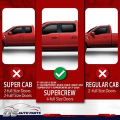 Window Visor Rain Guards Fit For Ford F150 Raptor Super Duty SuperCrew 2015-2026