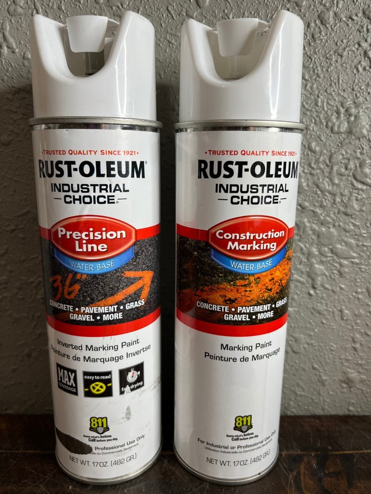 2 Pack Rust-Oleum Precision Line Water Base Inverted Marking Paint White 17oz