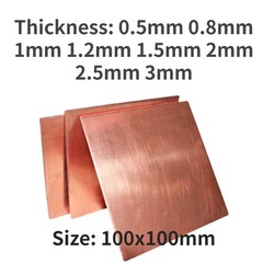 2x 0.5/0.8/1/2/1.5/3x100x100mm Copper Sheet Plate Mould Contruction Pad 10×10