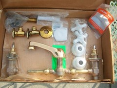 Chicago Faucets Gold Sink Faucet Adjustable Centers. 12” As/Is READ