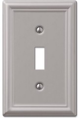Amerelle Chelsea 1-Gang Stamped Steel Toggle Switch Wall Plate, Brushed Nickel