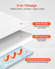 USEP Reflective EPE Foam Core Insulation Radiant Barrier White 48″ x 10ft 5mm