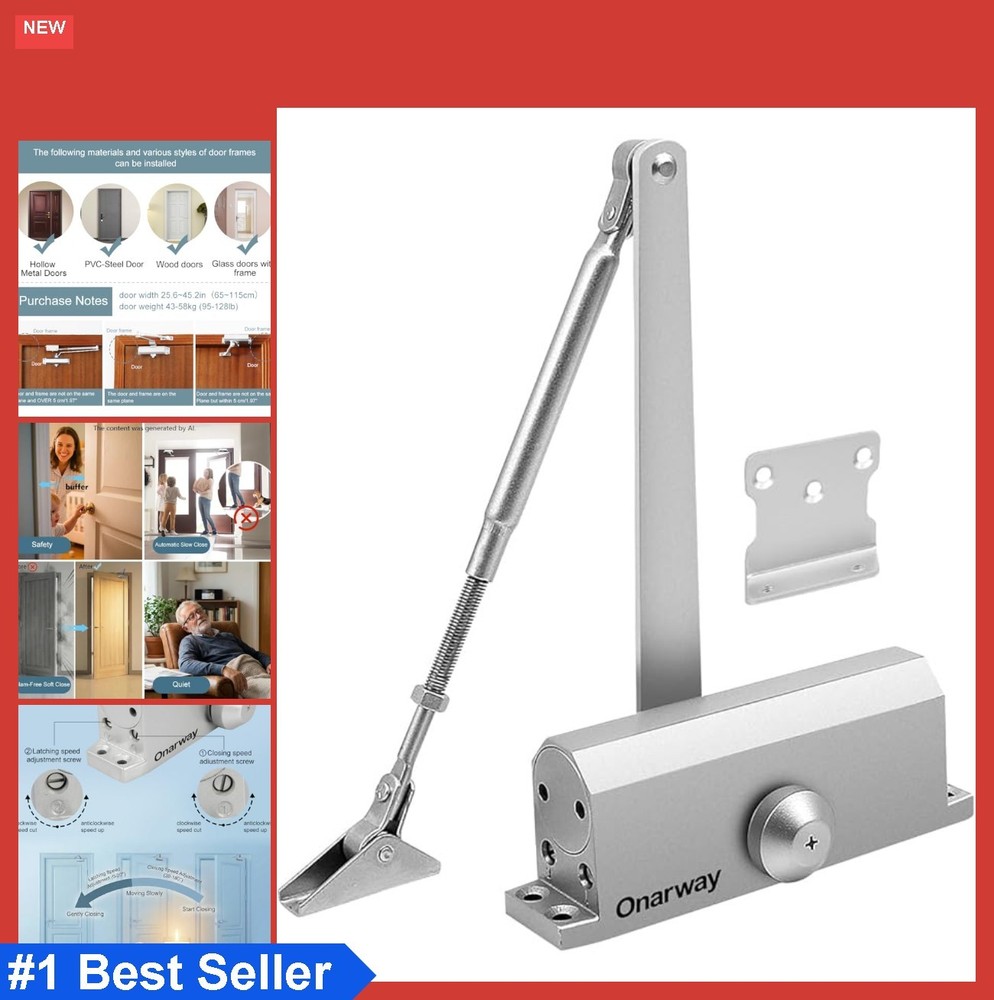 Automatic Door Closer Hydraulic Soft Close Adjustable Speed For Home Office