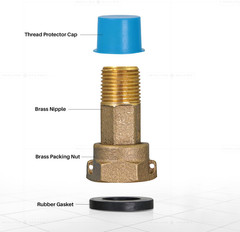 Midline Brass Water Meter Coupling Adapter 3/4 MIP x 1 FIP 5 Pack