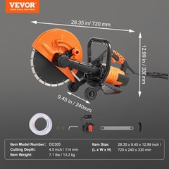 Electric Concrete Saw,12 in,1800 W Motor Circular Saw Cutter w/Max. 4.5 in Adjus