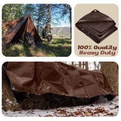 13 x 20Ft Extra Super Heavy Duty 12 Mil Thick Waterproof Brown Pure Tarp Cove…