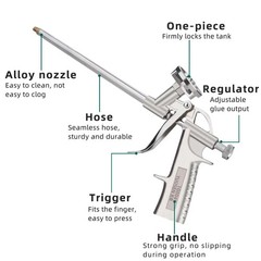 Foam Applicator Gun Metal for Polyurethane Sealant and Gap Filling