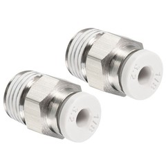2Pcs G1/8 Push to Fit 3mm OD Hose Connect Fittings, White & Silver Tone