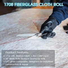 ZXQDRE 1708 Biaxial Fiberglass Cloth Mat Roll 50″ x 50 Inch x 10 Yard, White