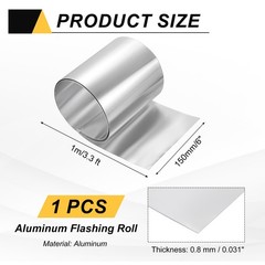 6in x 3.3ft Aluminum Flashing Roll, 0.8mm Metal Roof Panels for House Repair