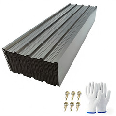 20 Pcs 18.9”x72.85” Grey Corrugated Galvanized Metal Roofing Panels