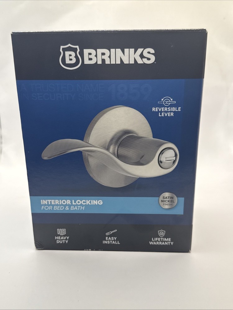 BRINKS ; Transitional Privacy Locking Interior Wave Door Lever, Satin Nick