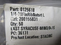 1/4-20 .165-.260 Large Flange Ribbed Nutsert Steel QTY 50