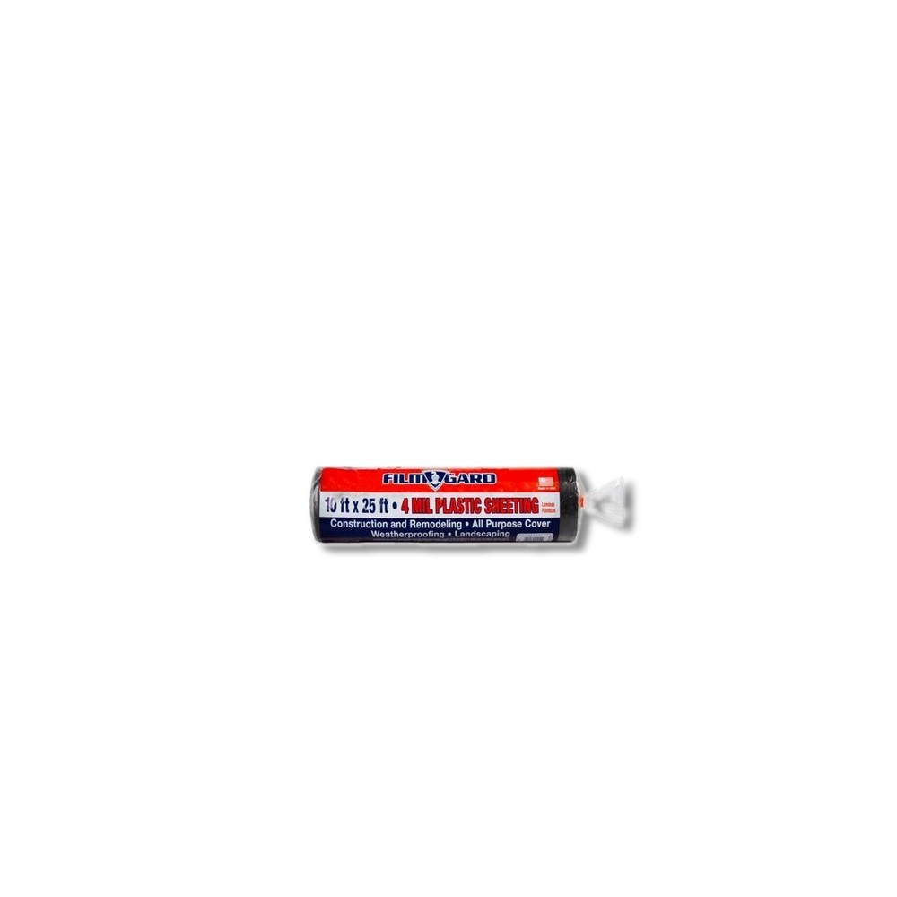 Film-Gard Plastic Sheeting 4 mil X 10 ft X 25 ft Polyethylene Black 626161
