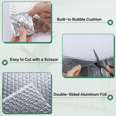 Reflective Bubble Insulation Sheet, Double Side Aluminum Foil 47IN X 10FT