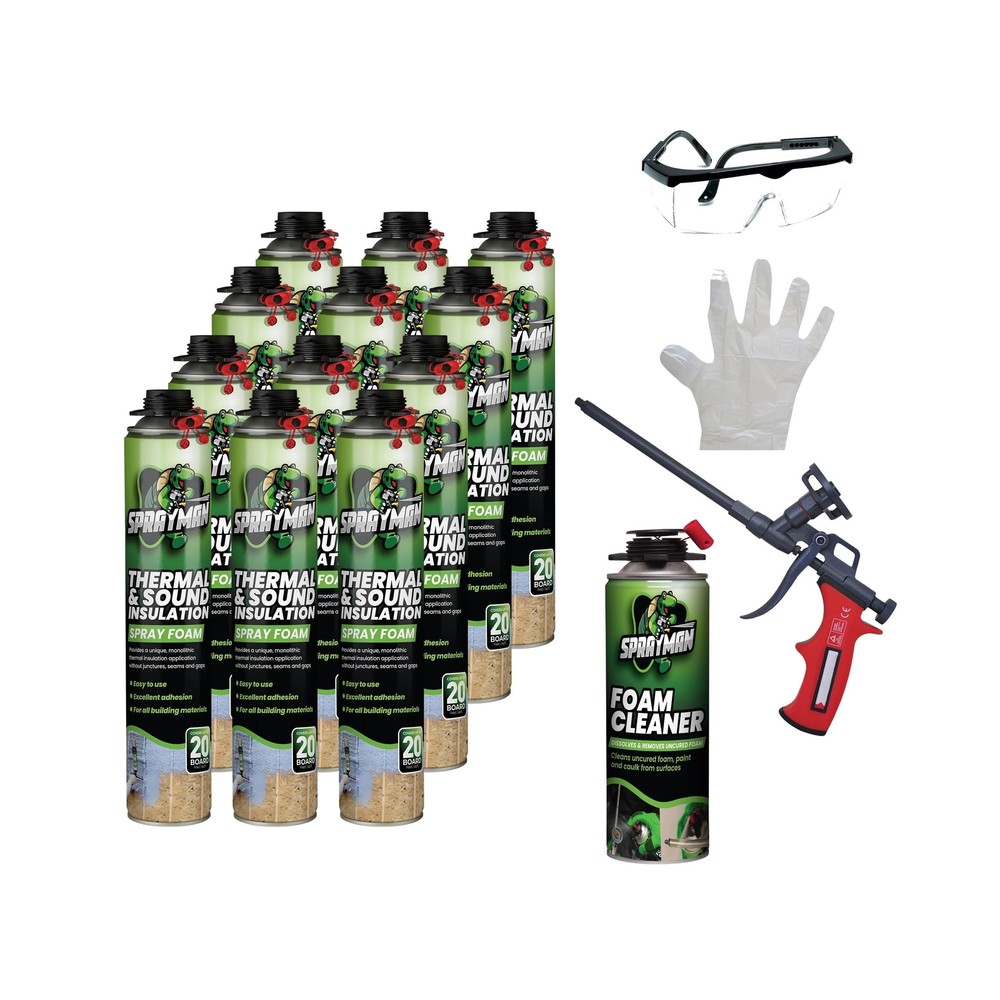 Spray Foam Insulation Kit, Closed Cell Spray Foam Spray | 12 Cans, 240 Board …