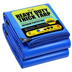 8×10 10Mil Heavy Duty Blue Tarps, UV Resistant & Waterproof Tarp with Grommet…
