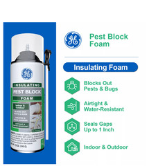 💥NEW GE Pest/Rodent Block Insulating White Foam Sealant💥2 PACK OF 12 OZ CANS!