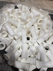 White Plastic Threaded Flanged Bushing Lot ~170 pcs Bulk