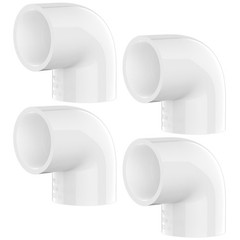 4-Pack 1 Inch PVC Fittings 90 Degree Elbow, Furniture Build 1 Inch, White