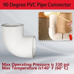 4Pcs 1-1/2″ PVC 90 Degree Elbow, 2 Way Right Angle Pipe 1-1/2 INCH, White