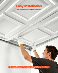24×48″ PVC Ceiling Tiles 12 Pack White 3D Drop Grid Panels Paintable Decor