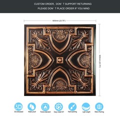 Ceiling Tile Faux Tin Painted Plastic Wall Panel PL11 Traditional copper 10Pcs