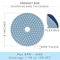 Diamond Polishing Pads 4″ Wet/Dry Granite Tile Marble Concrete Stone Grit 50