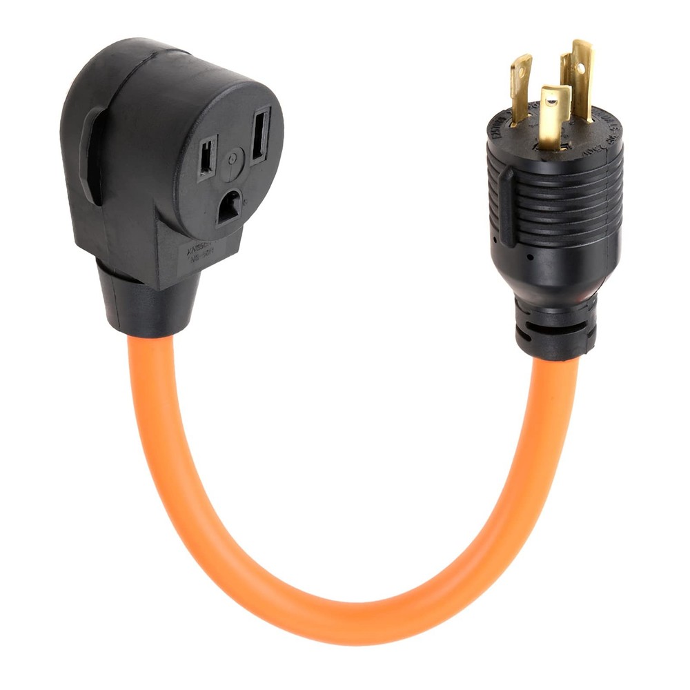 NEMA L6-30P to 6-50R Adaptor Welder Dryer EV Charger 6-50R, Black