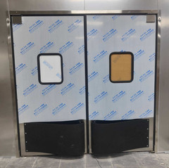 NEW W72″ x H84″ Traffic Swing Double Door w/ Frame Window Guard Stainless Steel