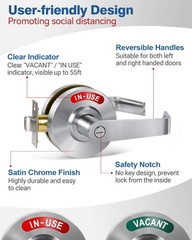 Commercial Grade Bathroom Door Lock-Privacy Indicator Lock Vacant or in-Use, Occ