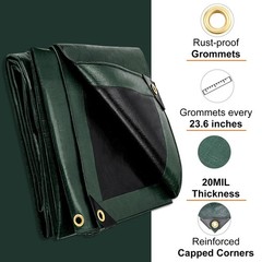 Tarp 8×10 Feet, 20 Mil Waterproof Tarps Heavy Duty with Brass Grommets, Thick…
