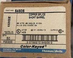 T&B Compression Connectors 54505 #6 STR #Weld,61/24 NEW 50 piece box