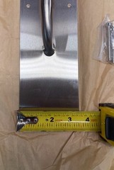 BALDWIN Square Corner Pull Plate 3.5×15” with round pull Satin Stainless Steel