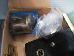 N.O.S. VTG PARKER FRONT DOOR LOCK SET, NO. 2600N POLISHED BRASS LEFT/H