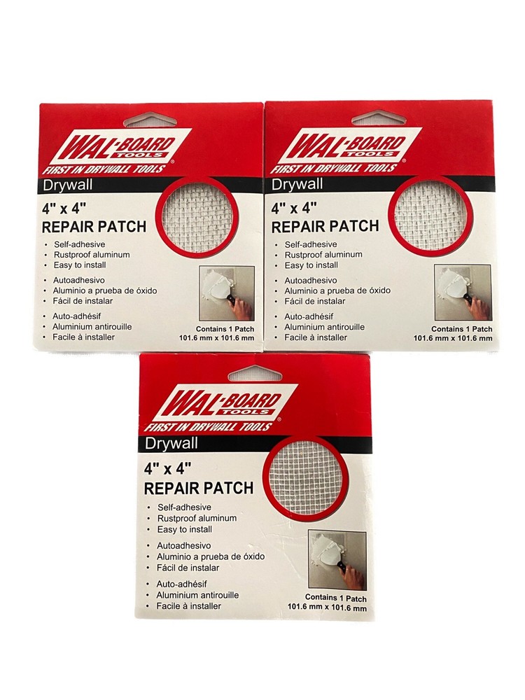(3 Packs) WAL-BOARD TOOLS 4” x 4” Aluminum Drywall Repair Patches
